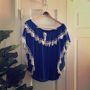 Blue off shoulders top